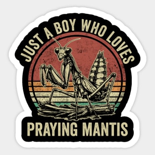 Just A Boy Who Loves Praying Mantis Funny Insect Lover Sticker